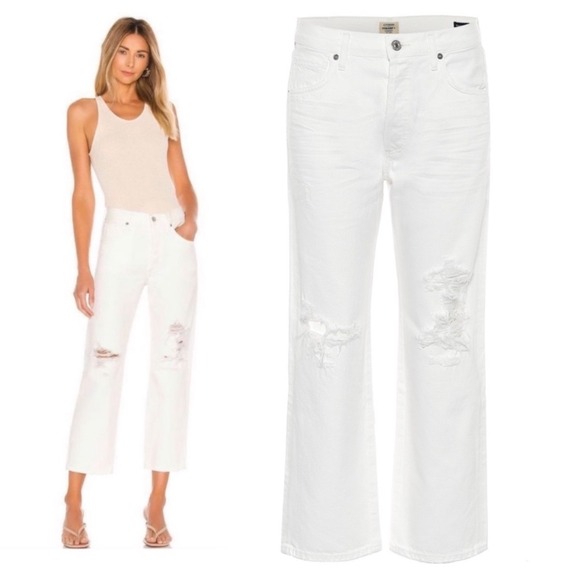 Citizens Of Humanity Denim - Citizens of Humanity Emery High Rise Relaxed Crop MOONSTONE Distressed Jeans‎ 25